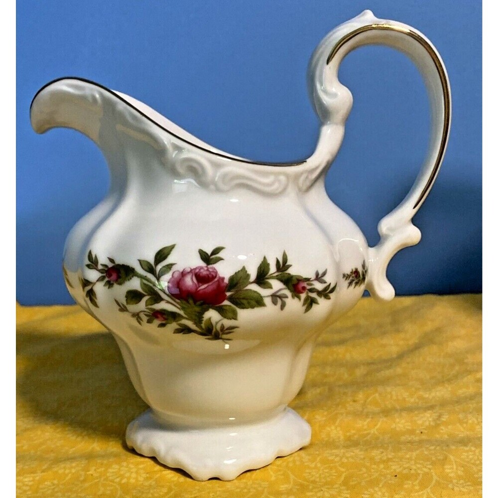 Johann Haviland Creamer Cream Pitcher Traditions Fine China MOSS ROSE Gold Trim